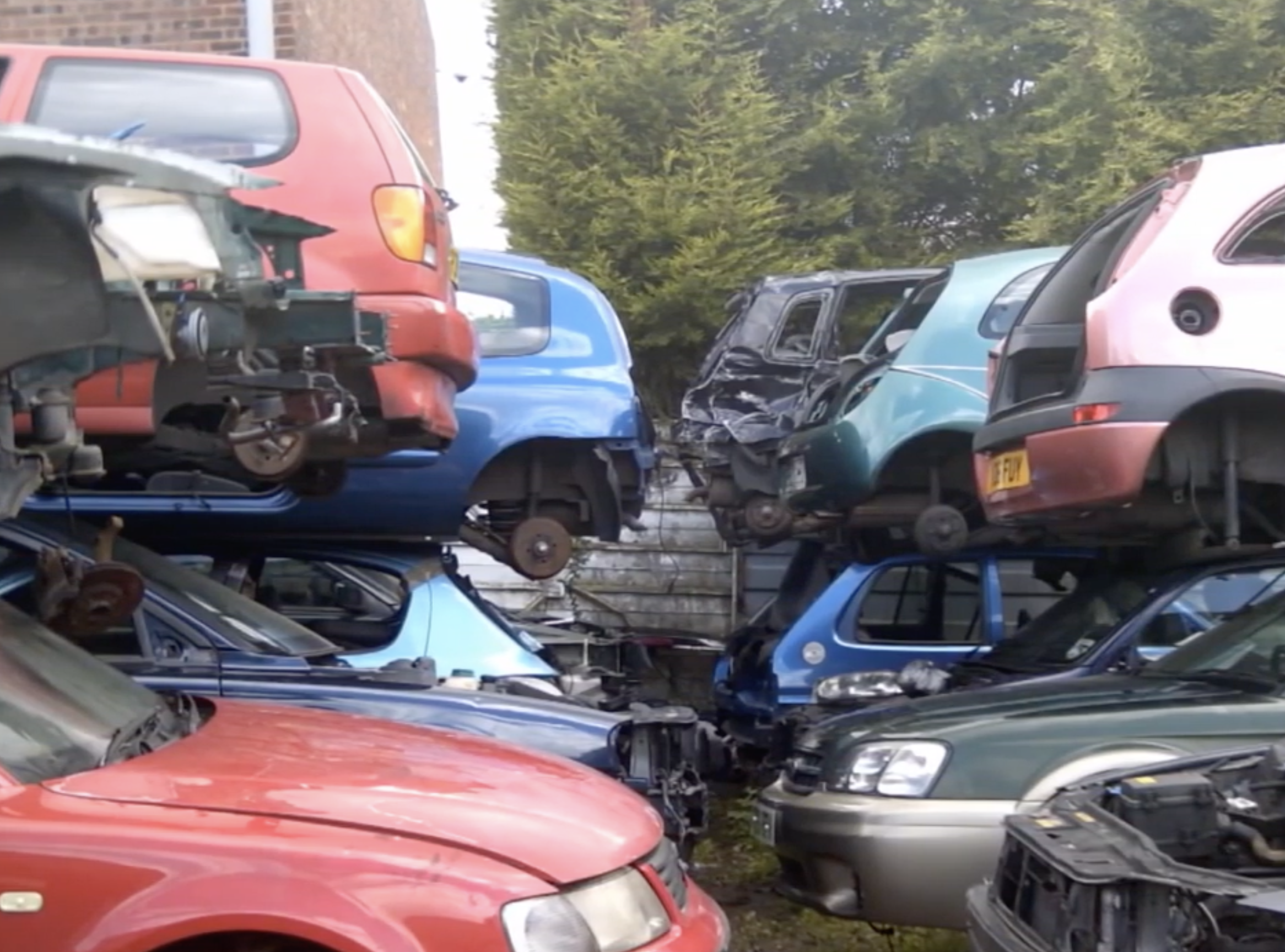 damaged cars waiting to be scrapped